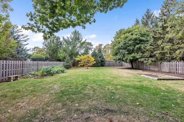 view of yard featuring a fenced backyard