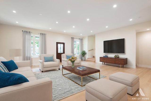 living room featuring light hardwood / wood-style floors