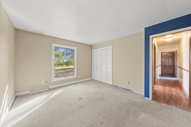 1940 W Eagle Lake Rd, Beecher, IL 60401 - unfurnished bedroom with baseboards, visible vents, a closet, and light colored carpet