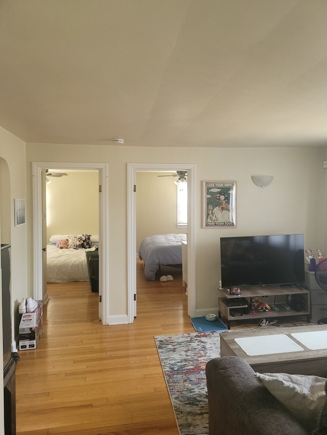 living room featuring light hardwood / wood-style flooring