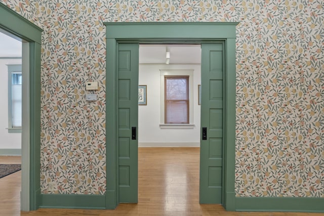 hall featuring light hardwood / wood-style floors