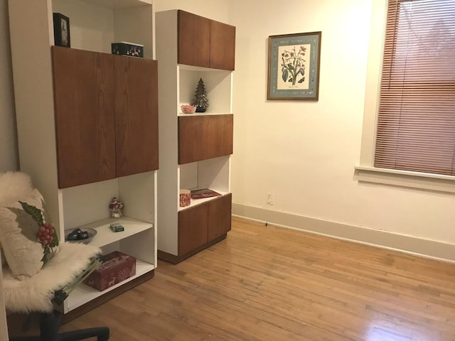 interior space with light hardwood / wood-style flooring