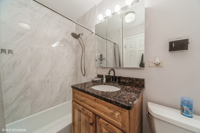 full bathroom with vanity, toilet, and shower / bath combo with shower curtain