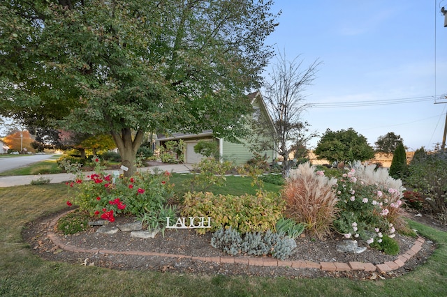 view of yard featuring a garage