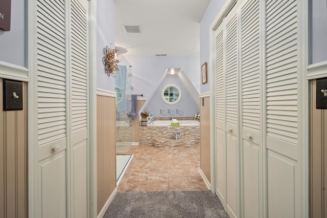 5995 W Clare Rd, Clare, IL 60111 - hall featuring carpet flooring and tile patterned floors