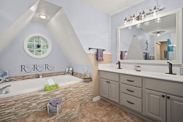 5995 W Clare Rd, Clare, IL 60111 - full bath with double vanity, a garden tub, and lofted ceiling