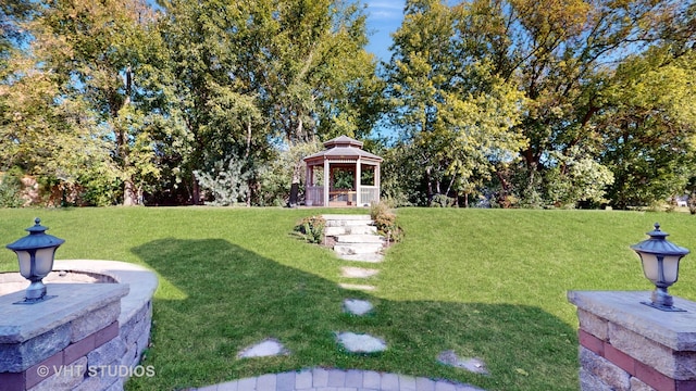 view of yard with a gazebo