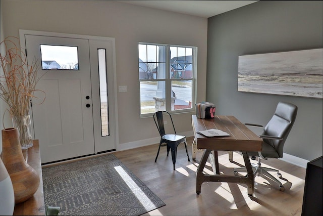 foyer with light hardwood / wood-style floors