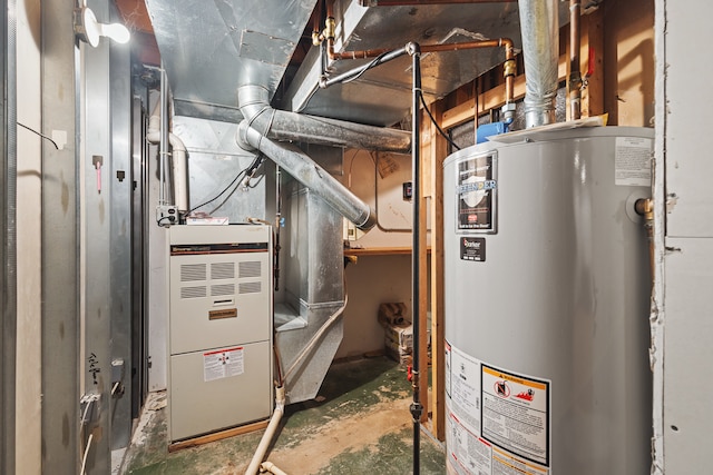 utility room featuring gas water heater