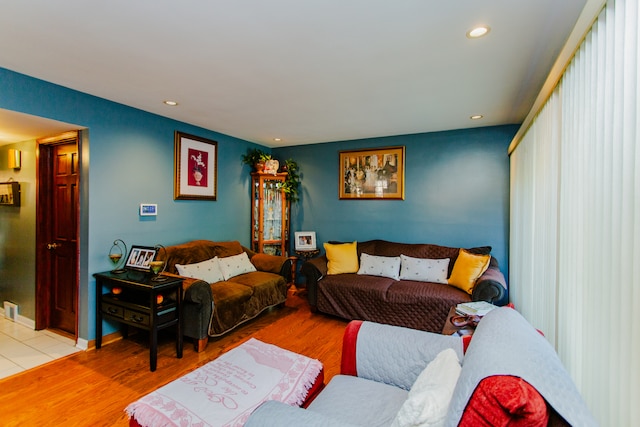 living room featuring light hardwood / wood-style flooring