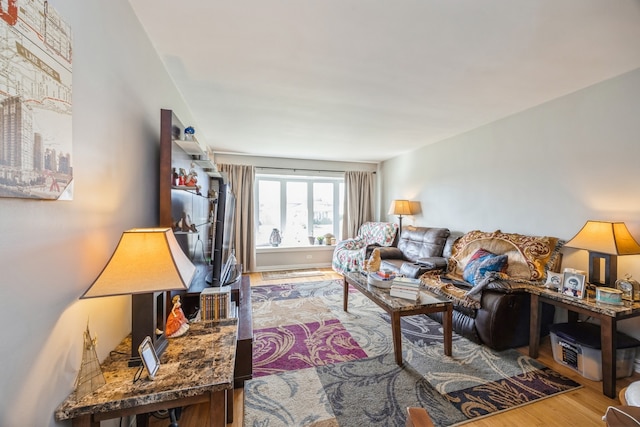 living room with hardwood / wood-style flooring