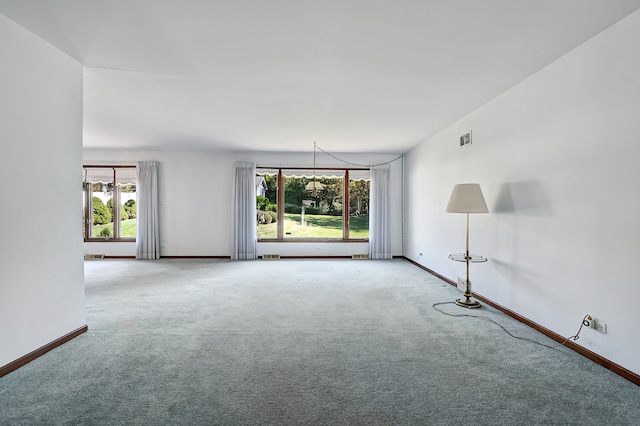 carpeted spare room featuring a wealth of natural light