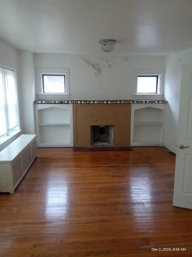 additional living space featuring radiator, dark hardwood / wood-style floors, and a wealth of natural light