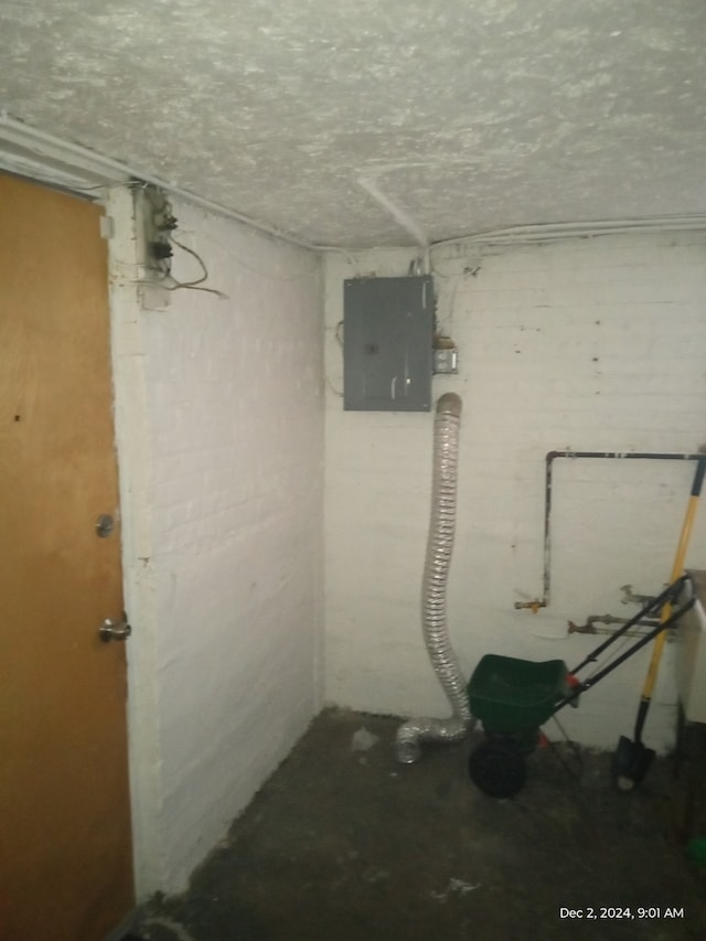 basement featuring electric panel