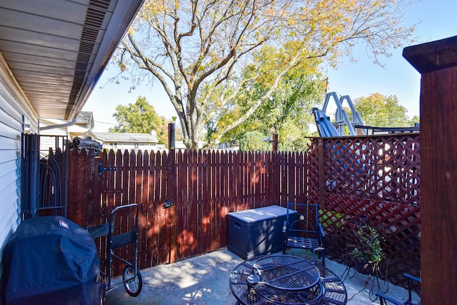 view of patio / terrace featuring a grill