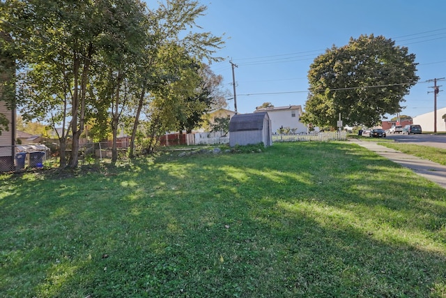 view of yard with a shed