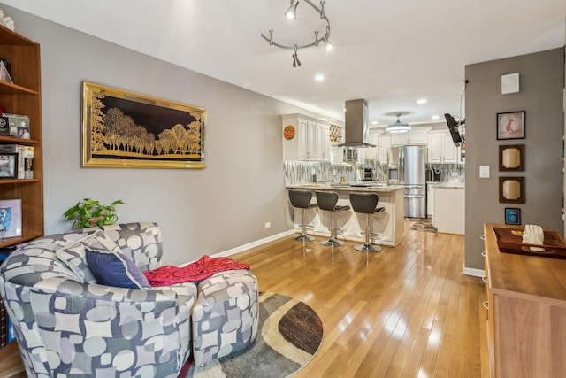 living room featuring light wood-type flooring