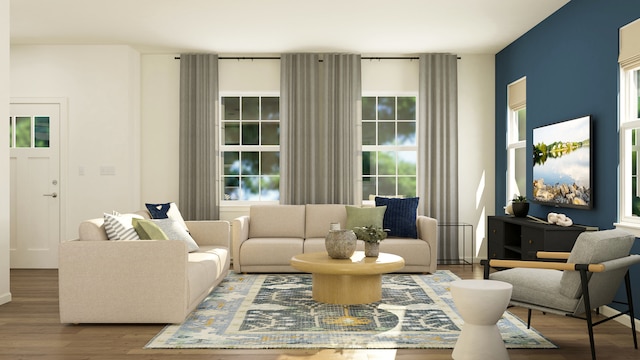 living room featuring hardwood / wood-style flooring