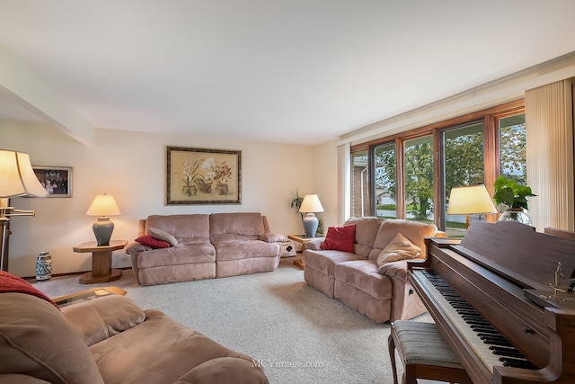 living room with carpet flooring