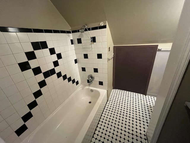 6916 S Lowe Ave, Chicago, IL 60621 - bathroom with shower / bath combination, tile patterned floors, and lofted ceiling