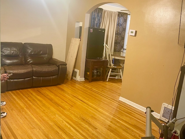 living room featuring light hardwood / wood-style floors