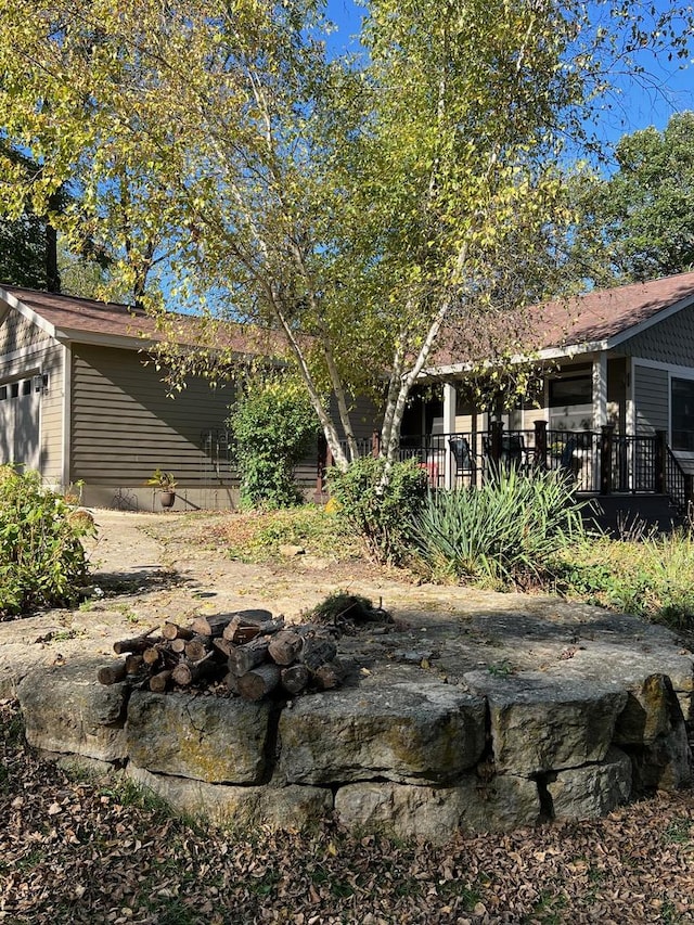 view of yard with a wooden deck