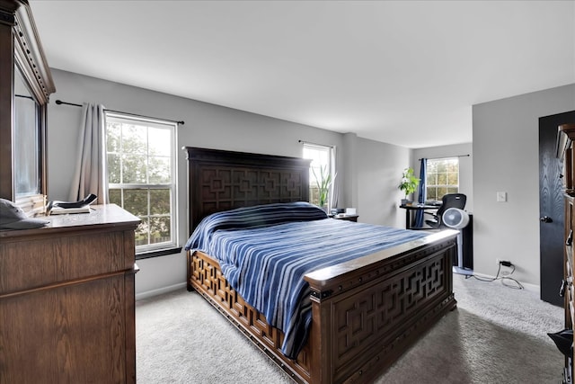 bedroom featuring multiple windows and carpet flooring