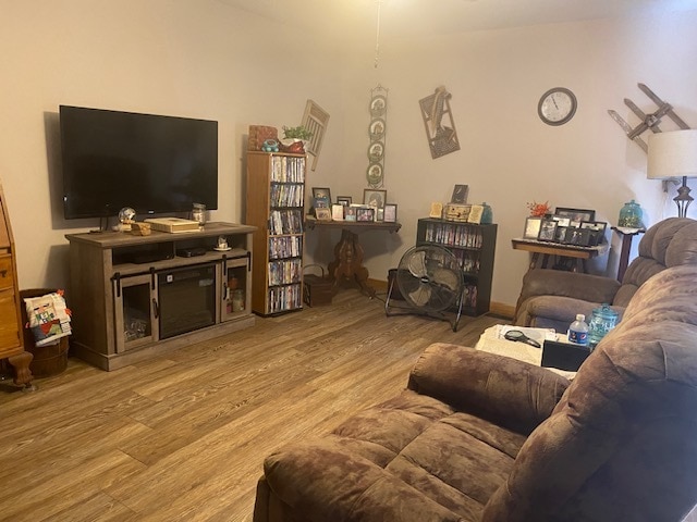 living room with light wood-type flooring