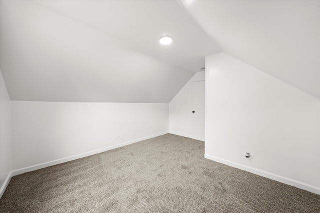 additional living space with carpet and vaulted ceiling