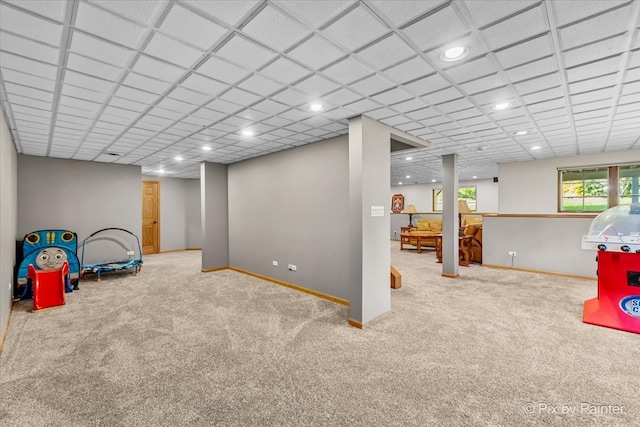 recreation room featuring carpet flooring