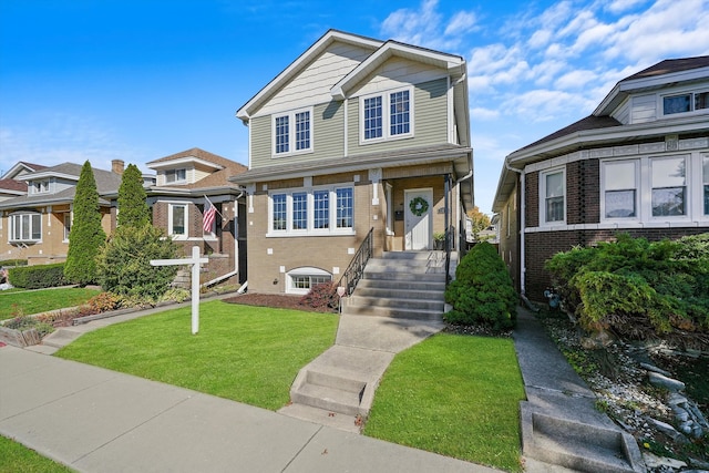 view of front facade with a front yard