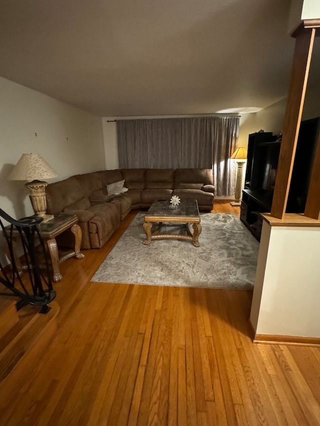 living room featuring light wood-type flooring