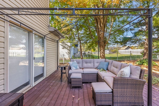 deck with an outdoor hangout area