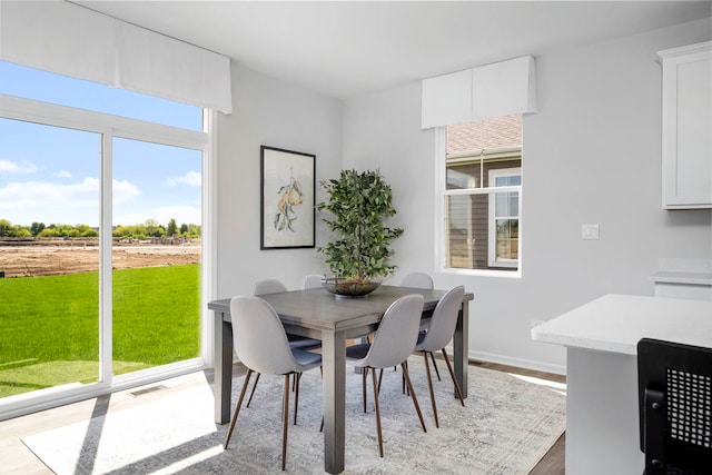 dining room with light wood-type flooring