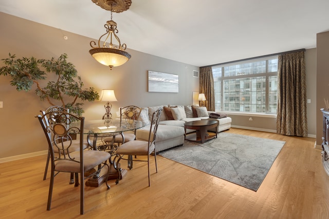 living room featuring light wood-type flooring