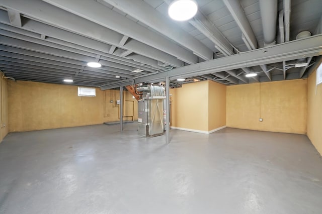 basement with heating unit