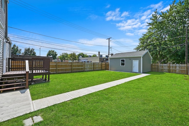 view of yard with a deck