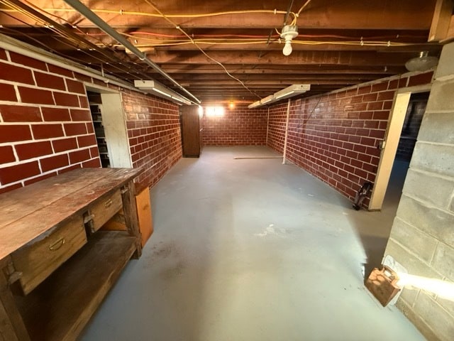 basement featuring a workshop area