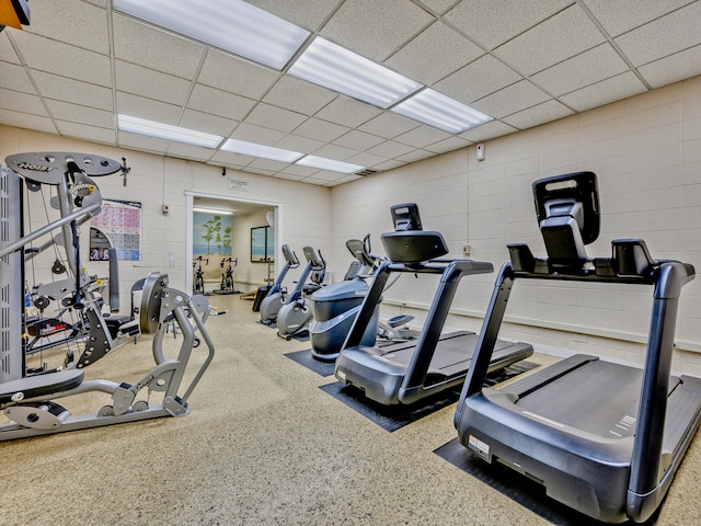 gym with a drop ceiling