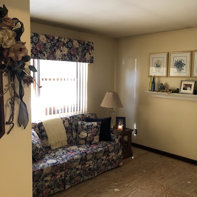 living room with hardwood / wood-style flooring