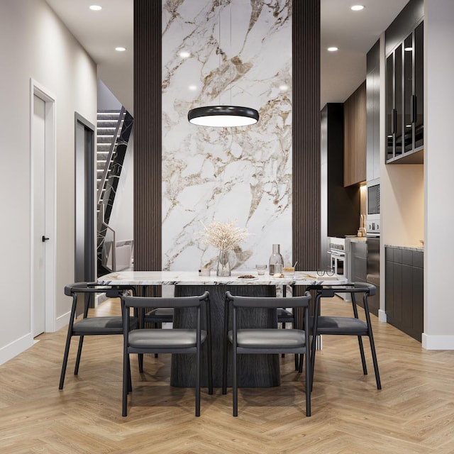 1342 W Wellington Ave, Chicago, IL 60657 - dining space featuring baseboards and recessed lighting