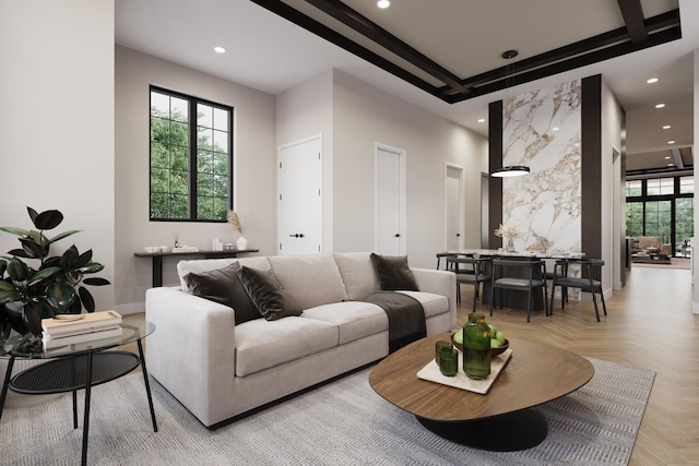 1342 W Wellington Ave, Chicago, IL 60657 - living area with recessed lighting and beam ceiling
