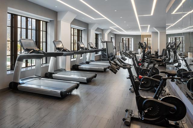 exercise room featuring hardwood / wood-style flooring