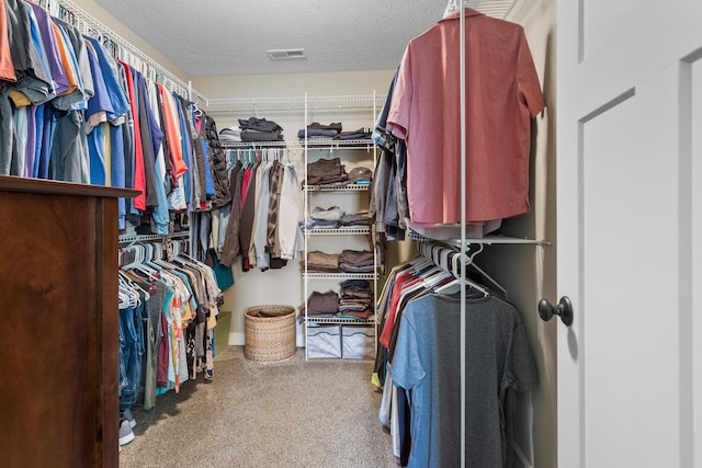 walk in closet with carpet