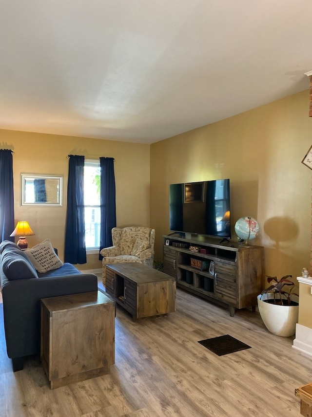 living room featuring light hardwood / wood-style flooring