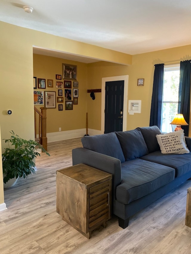 living room featuring light hardwood / wood-style floors