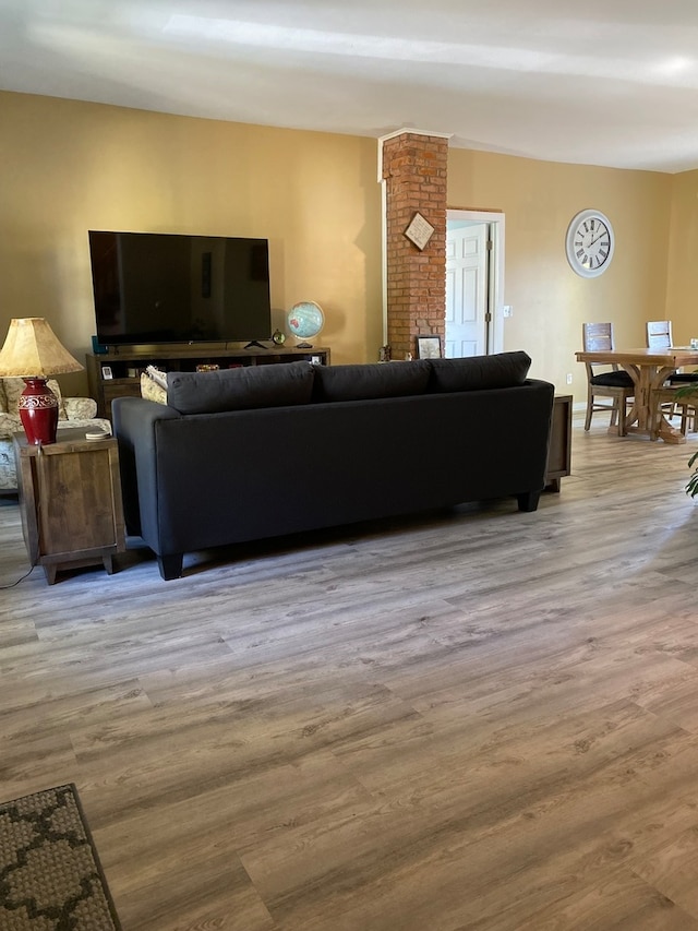 living room featuring light wood-type flooring