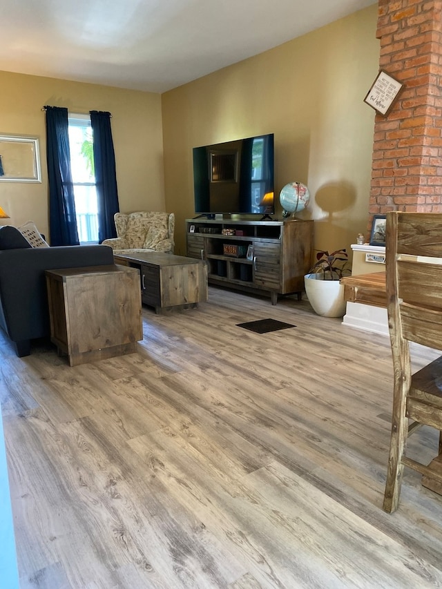 living room featuring light wood-type flooring