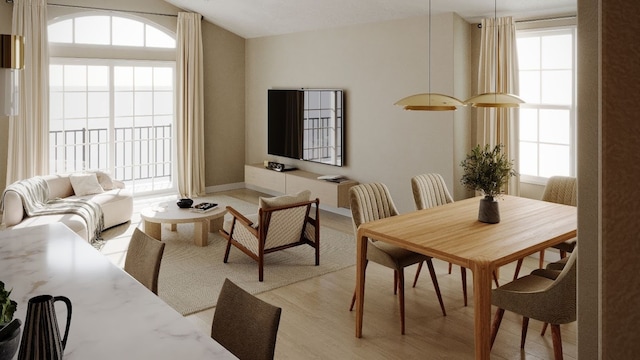 dining room featuring light wood-type flooring