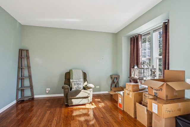 living area featuring dark hardwood / wood-style flooring